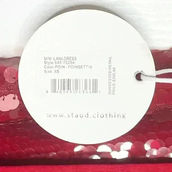 NWT STAUD Mini Ilana‎ Dress Poinsettia Sequins Size XS - Picture 11 of 13